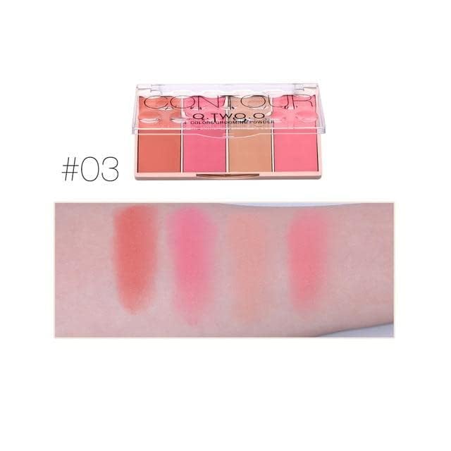 O TWO O Contour Highlighter & Blush Palette, 24g Face Shading Grooming Powder Makeup 4 Colors Long-Lasting Face Make Up (03) - Image 7