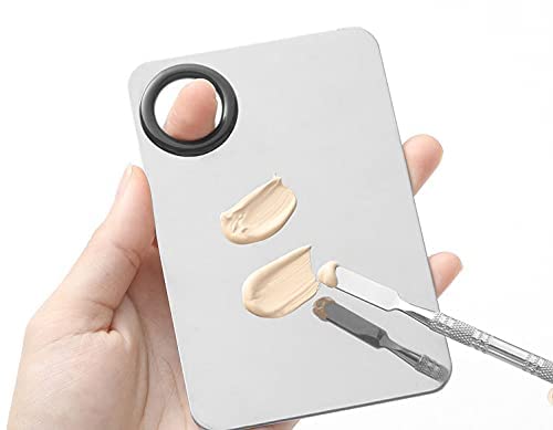 COSLUXE Professional 2Pcs Cosmetic Mixing Makeup Palette Spatula Makeup Artist Tool Mini Ring Palette, Beauty Salon Color Cream Mixing Palette With A Spatula Makeup Nail Art Palette (SET-A) - Image 7