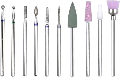 NAILWIND Nail Drill Bits Set Cuticle Tools, 10Pcs Electric Nail Drill Bits Kit 3/32",Nail Drill Machine for Nail Bits, Nail Polishing Clear and Care - Image 2