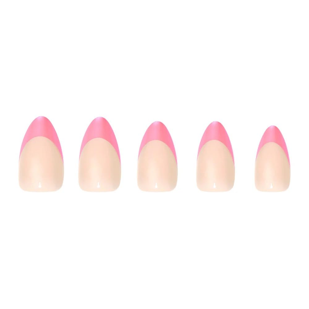 NAILWIND French Tip Press On Nails Almond - Chrome Hot Pink Press On Nail Short, Stick On Nails for Women, Glue On Nail with in 16 Sizes - 30 Soft Gel Fake nail on Kit, for Women Girls 21 - Light Pink, - Image 6