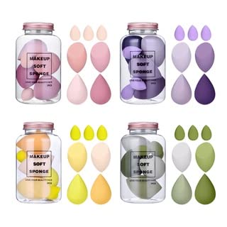 COSLUXE Makeup Sponge Set Beauty Blenders with Egg Case, Soft Sponge For Liquid Foundation, Creams, and Powders Latex Free Wet and Dry Makeup Multicolors, 4 Big + 3 Mini -7 Pcs set - Image 7