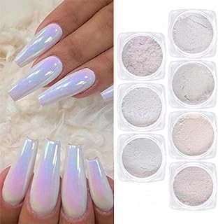 MY COLORS White Rainbow Chrome Nail Powder Set, Reflective Glitter Metallic Mirror Effect for Nails Art Design 3D Holographic Silver Rose Gold Pigment - Image 3