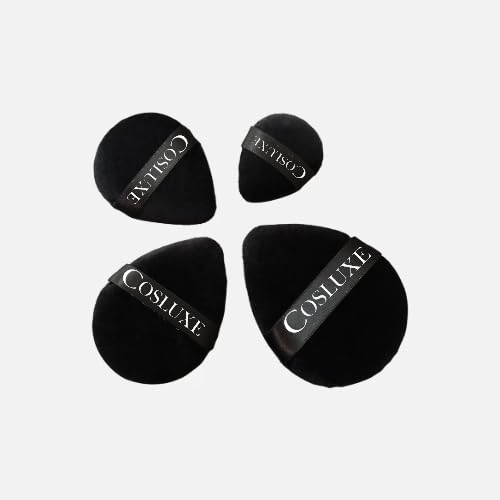 COSLUXE 4 Pcs Triangle Makeup Puffs – Soft Velvet Face Powder Applicators for Setting, Blush & Foundation, Reusable Cosmetic Beauty Tools for Daily & Travel Use
