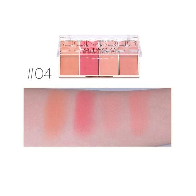 O TWO O Contour Highlighter & Blush Palette, 24g Face Shading Grooming Powder Makeup 4 Colors Long-Lasting Face Make Up (04) - Image 8