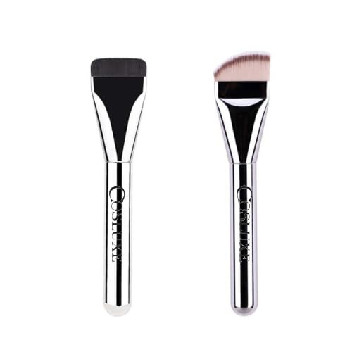 COSLUXE BEILI 2pcs Super Thin Blade Foundation Makeup Brush Thick Square Flat Flawless Foundation Makeup Brush, Soft Synthetic Bristles Blending Brushes