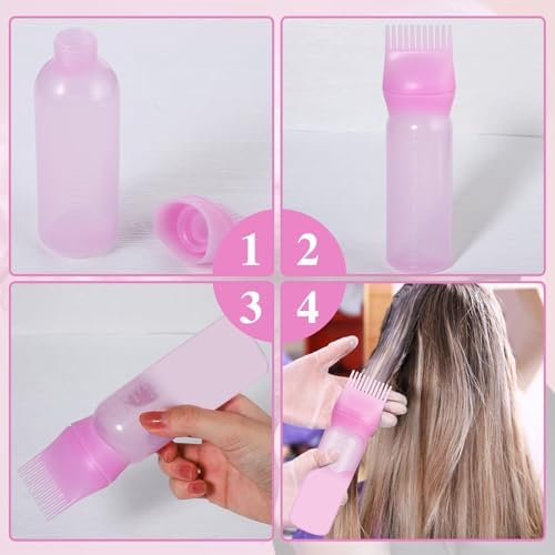 COSLUXE Hair Oil Bottle, Oil Comb 120ml Hair Tools Hair Dye Applicator Brush Bottles Styling Tool Hair Colouring (Multicolored, 1 - Pcs) - Image 2