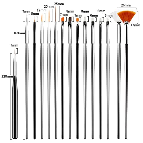 NAILWIND 31pcs Nail Art Brushes,Nail Art Tool Set,Nail Dotting Tools,Nail Dust Brush,Striping Nail Art Brushes for Long Lines,Nail Drawing Pen For Nail Design.,Nail Art Design Tools - Image 3