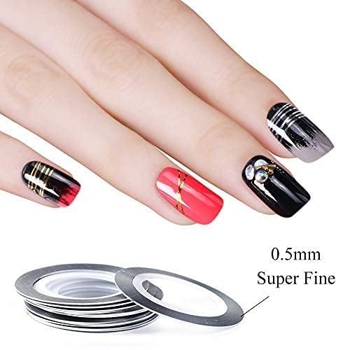 NAILWIND Nail Art Tip Sticker and Tape Line, Foil Striping Tape for Decoration (10 PCS, Gold - Silver) - Image 2