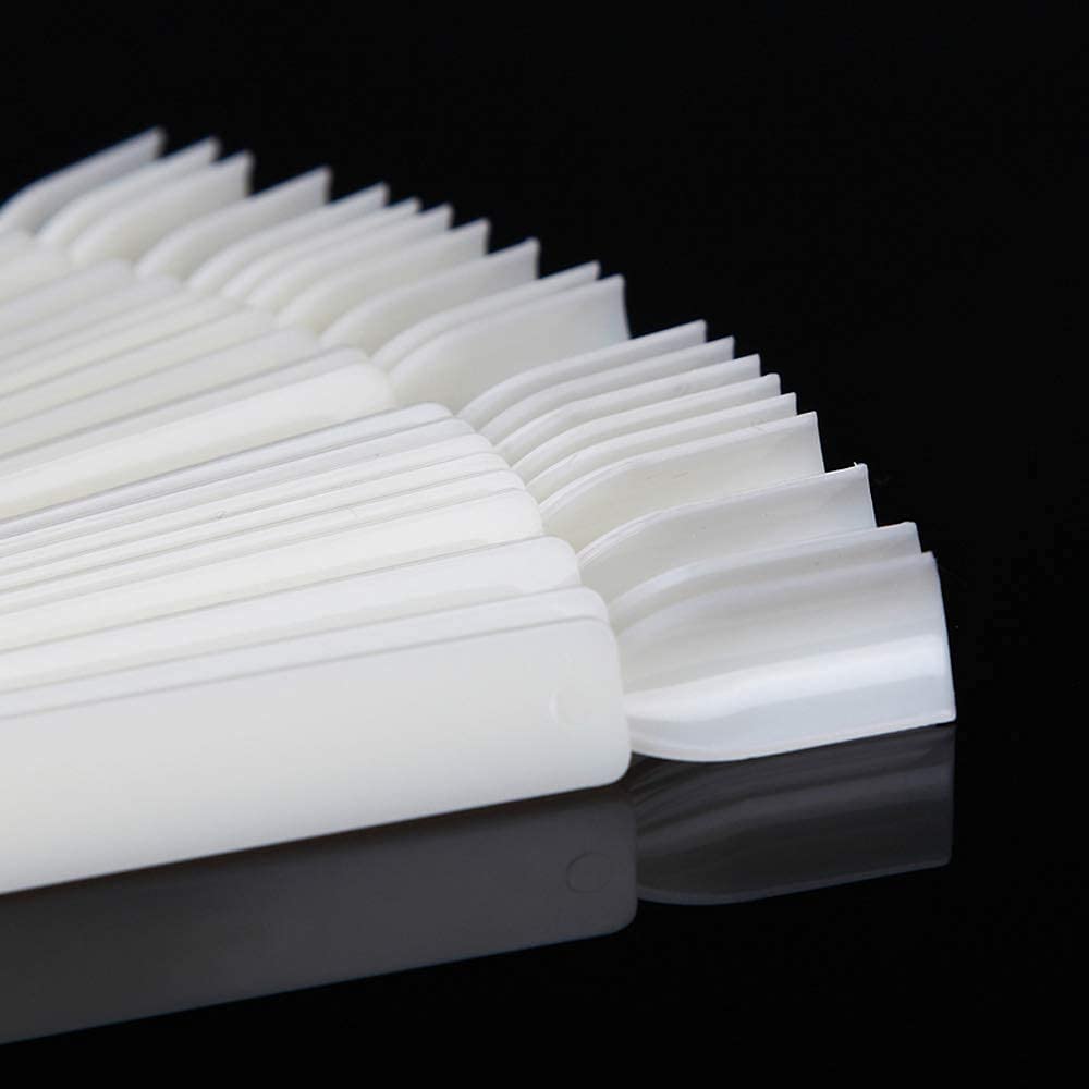 COSLUXE Fan-shaped Nail Art Tips Display Polish Board Display Practice Sticks Tool with Metal Screw Split Ring Holder (Natural, 50 Pcs set) - Image 3