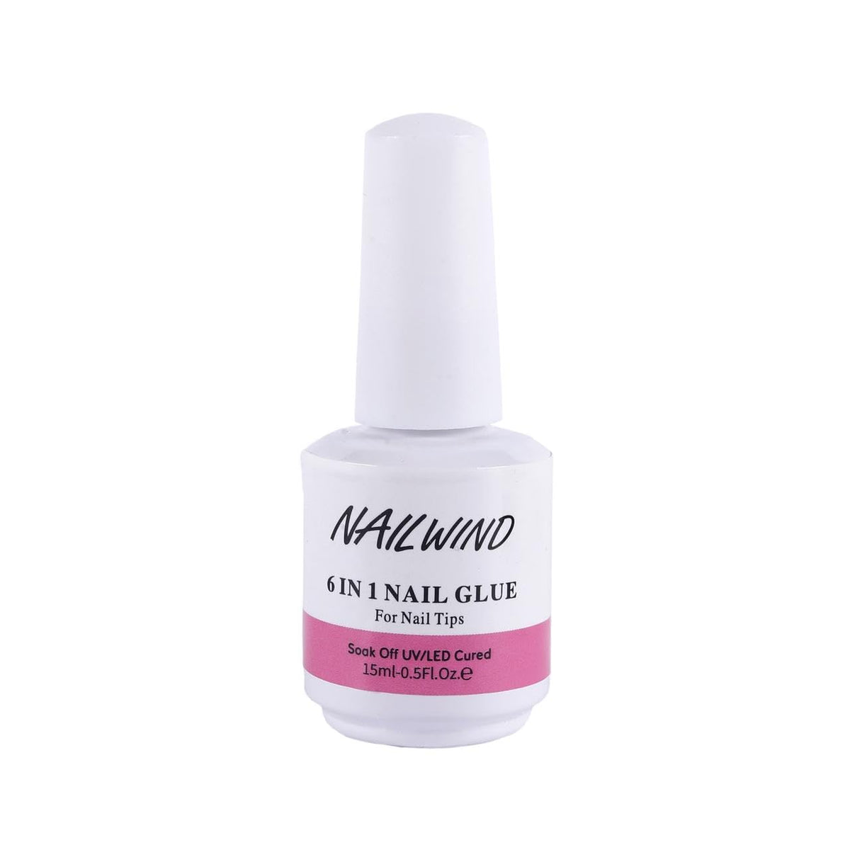 NAILWIND Gel Nail Glue, 6 in 1 UV Gel Glue for Nail Tips Need UV Light, Strong Adhesive for Press on Nails Acrylic Tips for Nail Art Design 15ml