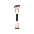 COSLUXE Makeup Brushes Dual-ended Foundation Brush Concealer Brush, 2-in-1 Make Up Brushes Synthetic Kabuki Brush for Concealer Eye Shadow Eyeliner Eyebrow Make Up Brush (Brown - Flat/Angled Round, 1 - Pcs)