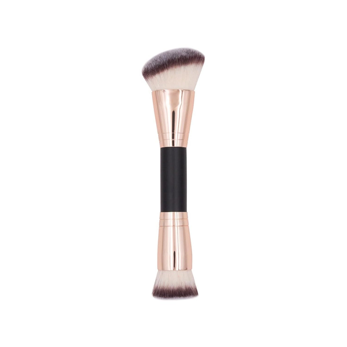 COSLUXE Makeup Brushes Dual-ended Foundation Brush Concealer Brush, 2-in-1 Make Up Brushes Synthetic Kabuki Brush for Concealer Eye Shadow Eyeliner Eyebrow Make Up Brush (Brown - Flat/Angled Round, 1 - Pcs)