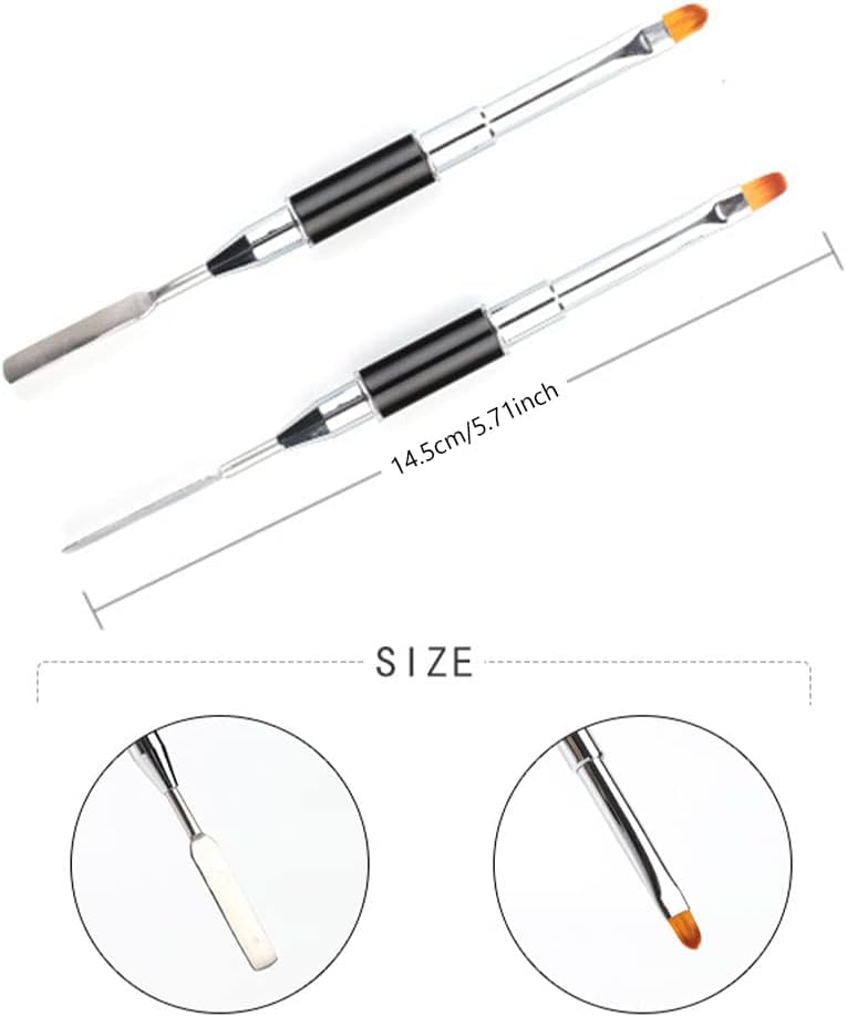 NAILWIND Dual-Ended Poly gel Nail Brush & Picker, 2 in 1 Designs Poly gel Nail Brushes, Stainless Steel Gel Nail Brush Poly gel Slice Tool for Poly Gel UV Gel Acrylic Nails Extension 2- PCS - Image 2