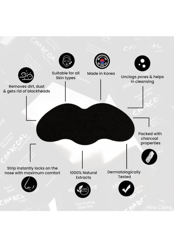 LAKYOU BEAUTY Charcoal Nose Pore Strips Cleansing (Removes Blackheads and Unclogs Pores, 10 Strips in Pack of 1 - Image 2
