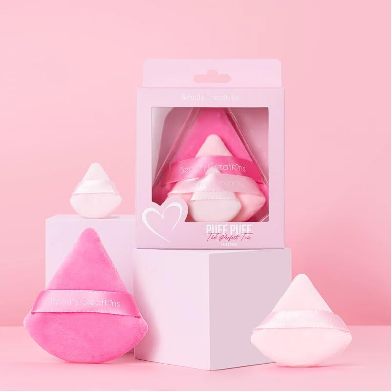 COSLUXE triangle puff, pizza puff makeup Puff The Perfect Trio | 3 Set of Pink triangle puff for Makeup Sponges | for Foundation, Liquid, Cream, Powder, Beauty Gift Set Woman, Girl - Image 4