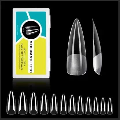 NAILWIND Gel Nail Kit, Soft Gel Nail Tips, False Nails for Gel Nail Art Polish Soak Off Lamp Easy Nail Extensions Acrylic Fake Nails False Press on Nail Tips (04 - MEDIUM STILETTO, 500 - PCS)
