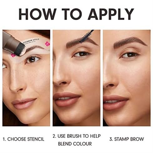 MY COLORS Eyebrow Stencil Kit- Brow Stamp and Shaping kit,Hairline Powder,One Step Brow Stamp Makeup Powder with 6 Reusable Eyebrow Stencil for Perfect Brows, Long-lasting, Waterproof, BLACK - Image 6