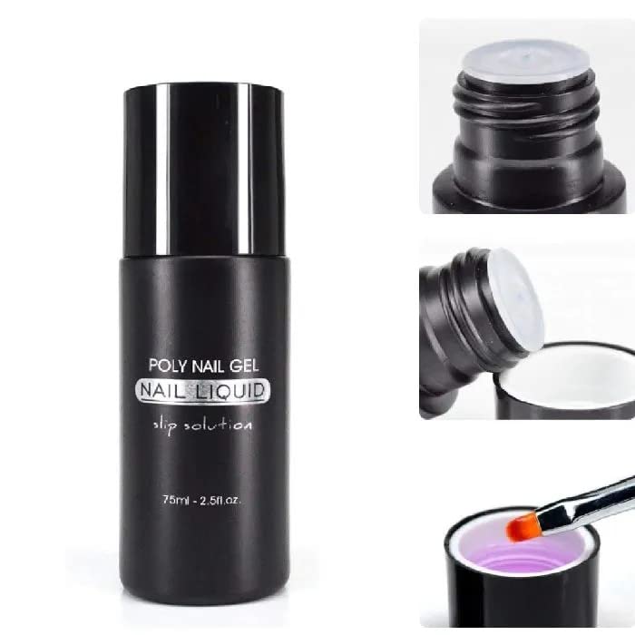 NAILWIND Slip Solution Poly Gel Kit - 75ml Slip Solution for Poly Nail Gel, Nail Extension Liquid Solution Anti-stick Tools with Nail Art Brush Starter Kit for Poly Extension Nails