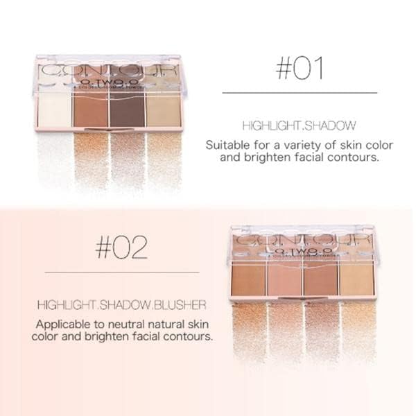 O TWO O Contour Highlighter & Blush Palette, 24g Face Shading Grooming Powder Makeup 4 Colors Long-Lasting Face Make Up (04) - Image 3