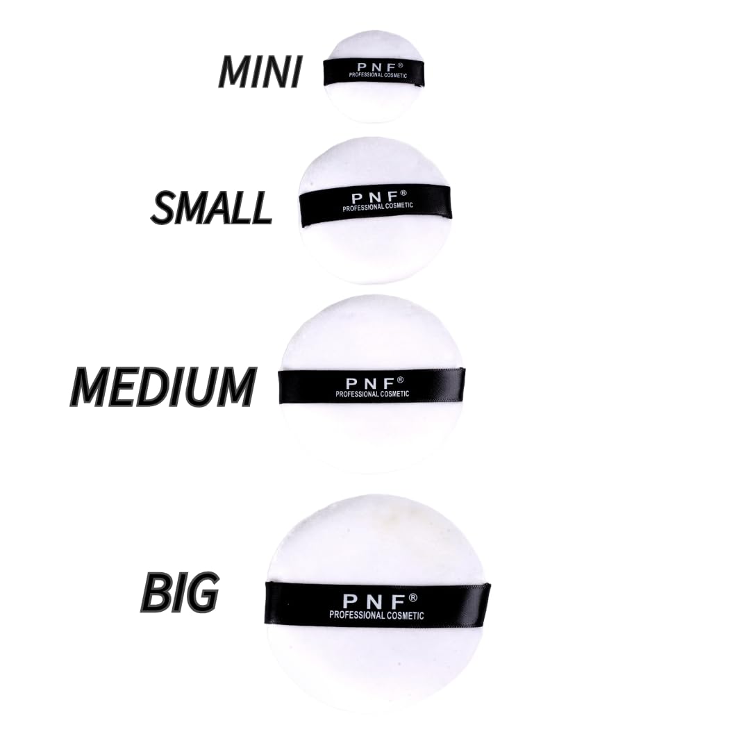 PNF PROFESSIONAL Makeup Powder Puff with Strap | Ultra Soft Washable | Pure Cotton Round Makeup Puff | for Loose Powder Mineral Powder for Woman Girl, Small Size (WHITE, 2 PCS) - Image 2