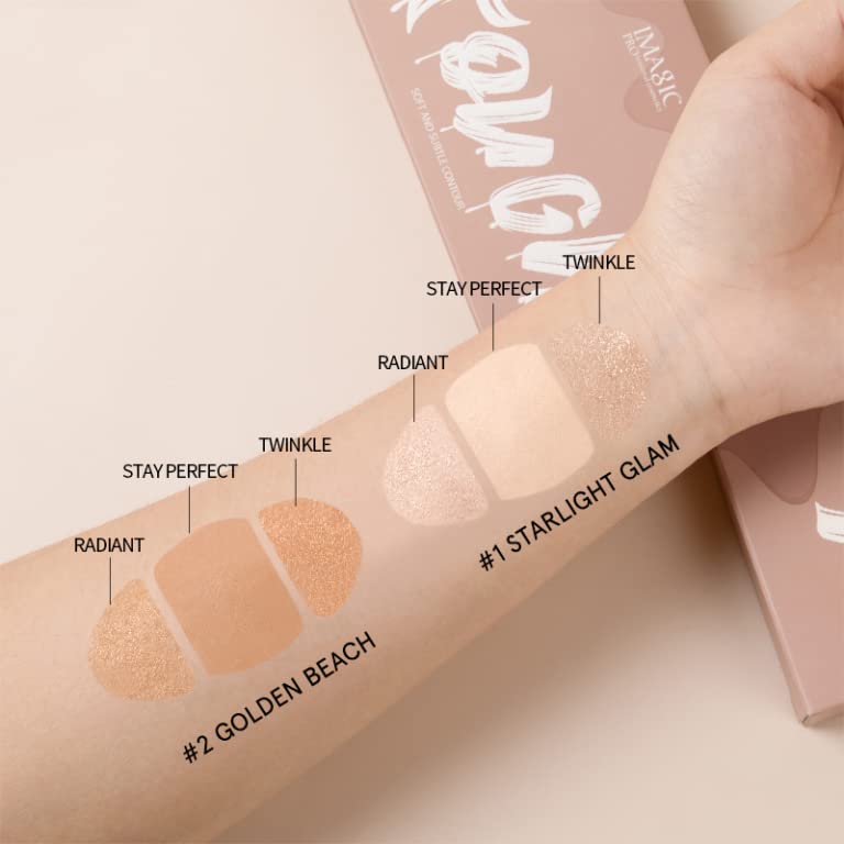 COSLUXE IMAGIC PROfessional Cosmetic TOUCH SOFT AND SUBTLE Contour Highlighters & Illuminators Palette 22g (02 - GOLDEN BEACH) - Image 2