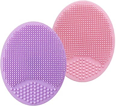 Cosluxe Face Scrub Brush, 2 Pcs, Soft Silicone Exfoliation, Massage, Pore Cleansing & Blackhead Removal, For Women & Girls