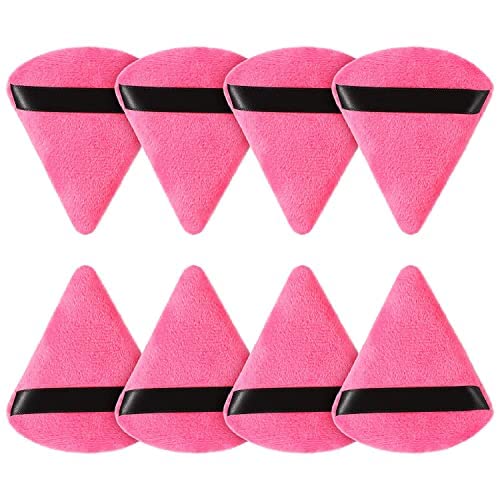 COSLUXE Pure Cotton Powder Puff, Triangle Wedge Shape Designed for Contouring, Under Eyes and Corners Loose Powder Mineral Powder Body Powder Makeup Tool (BLACK & PINK, Pack of 6) - Image 5