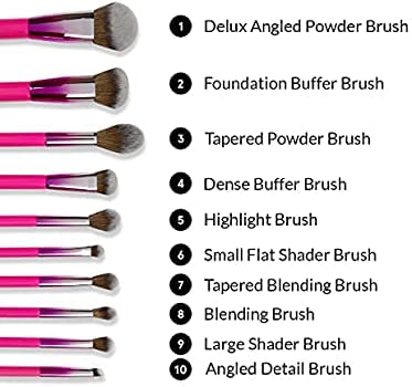 BH STUDIO PRO makeup brush set, Midnight Festival Brush Set 10 Piece Brush Collection with Brush Holder (GREEN) - Image 4