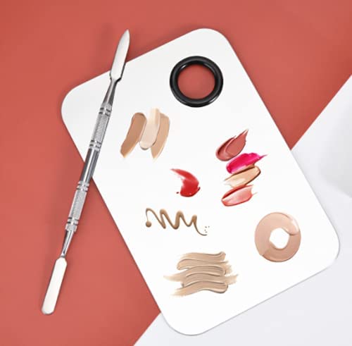COSLUXE Professional 2Pcs Cosmetic Mixing Makeup Palette Spatula Makeup Artist Tool Mini Ring Palette, Beauty Salon Color Cream Mixing Palette With A Spatula Makeup Nail Art Palette (SET-A) - Image 6