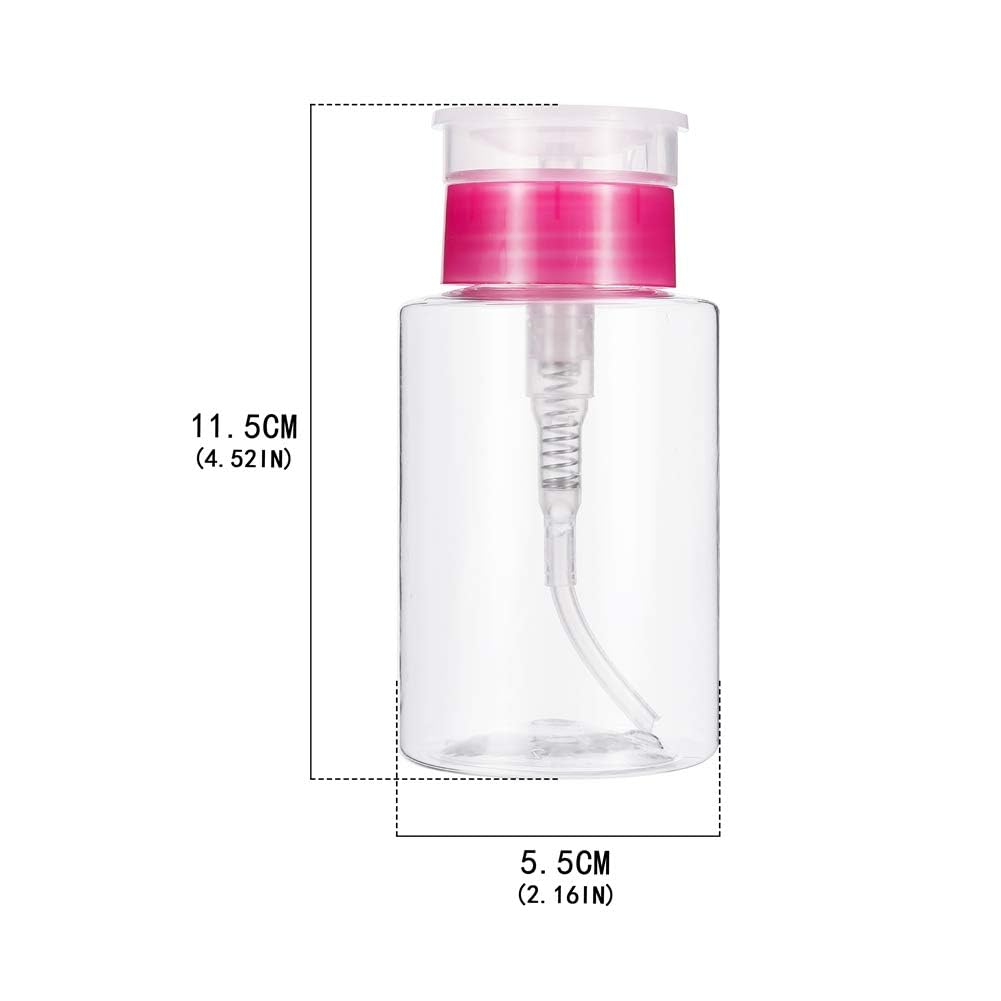NAILWIND Nail Polish Remover Pump Empty Dispenser Bottle for Alcohol, Nail Polish and Makeup Remover, 150ml(5.10z), Hotpink Top Cap (PACK OF 1) WHITE - Image 5