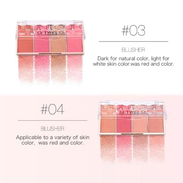 O TWO O Contour Highlighter & Blush Palette, 24g Face Shading Grooming Powder Makeup 4 Colors Long-Lasting Face Make Up (01) - Image 5