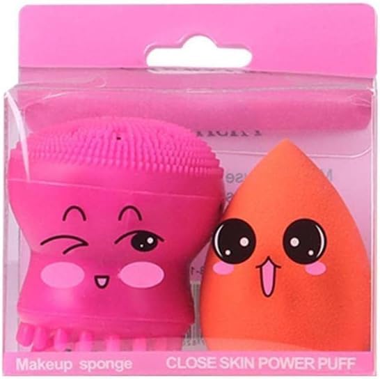 COSLUXE Octopus Silicone Facial Cleansing Brush 1 Pcs, Makeup Sponge 1 Pcs,Facial Scrubber for Deep Cleaning,Exfoliating,Makeup Remover,Massage Multicolour
