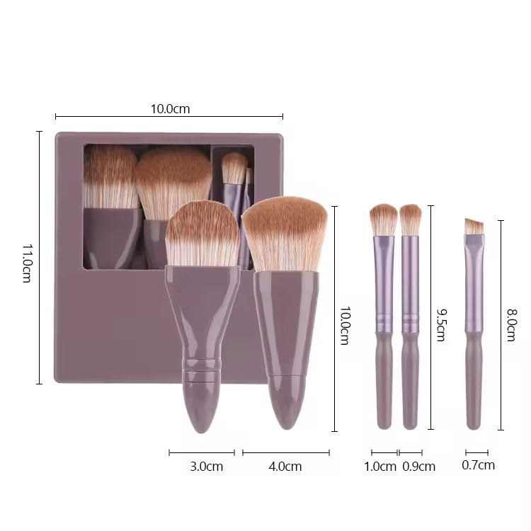 COSLUXE Portable Travel Makeup Brush Set, 5pcs Easy-taken Complete Function Cosmetic Brushes Kit with Case and Mirror - Face Make Up Brush - Multicolored - Image 5