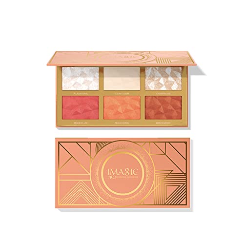 COSLUXE IMAGIC PROfessional Makeup Pallete for women Girls, 6 COLOR HIGHLIGHT,BLUSH AND CONTOUR PALETTE 24g - Image 2