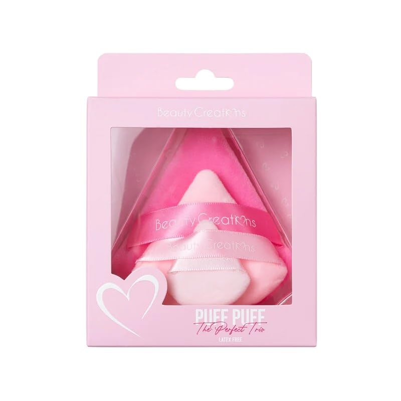 COSLUXE triangle puff, pizza puff makeup Puff The Perfect Trio | 3 Set of Pink triangle puff for Makeup Sponges | for Foundation, Liquid, Cream, Powder, Beauty Gift Set Woman, Girl