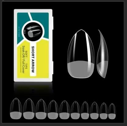 NAILWIND Gel Nail Kit, Soft Gel Nail Tips, False Nails for Gel Nails Art Polish Soak Off Lamp Easy Nail Extensions Acrylic Fake Nails False Press on Nail Tips (18 - SHORT ARROW, 500 - PCS)