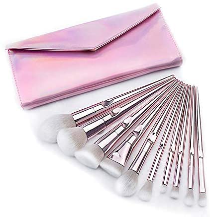 COSLUXE Makeup Brushes Set, 10 Pcs Makeup Brushes Premium Synthetic Eyeshadow Contour Highlight Foundation Professional Makeup Brush Set with Cosmetic Bag for Women Girls - Image 2