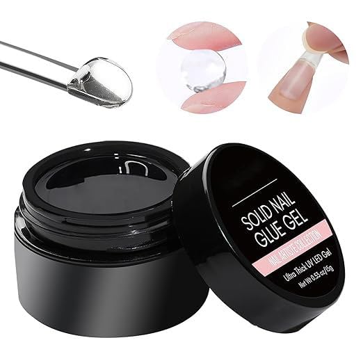 NAILWIND Solid Gel Nail Glue for Nail Tips Clear,Strong Adhesive Rhinestone Gel Nail Glue for Acrylic Nails Tips, Press on Solid Glue Gel, Nail Art Manicure Glue Gel, Need UV/LED Lamp (Clear, 15 ml)