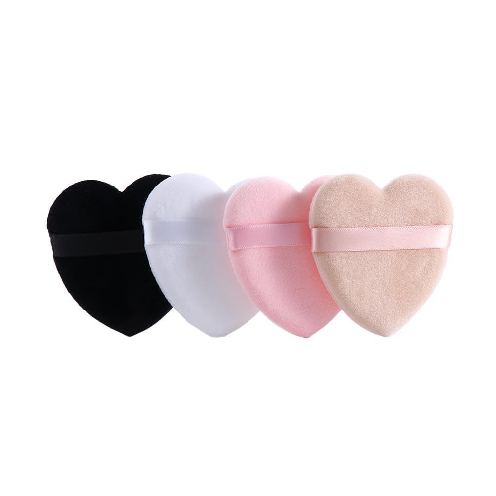 COSLUXE Heart Shape Makeup Sponge Puff - Round and Triangle Design for Cream, Blush, and Foundation Application - Multicolored Beauty Blender Puff 4Pcs - Image 2