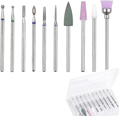 NAILWIND Nail Drill Bits Set Cuticle Tools, 10Pcs Electric Nail Drill Bits Kit 3/32",Nail Drill Machine for Nail Bits, Nail Polishing Clear and Care - Image 6