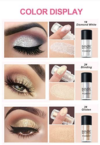 Cosluxe Imagic Professional Glitter Eyeshadow Metallic Loose Powder Pigment 2G (P3 - Glisten) Semi-Matte Finish - Image 3