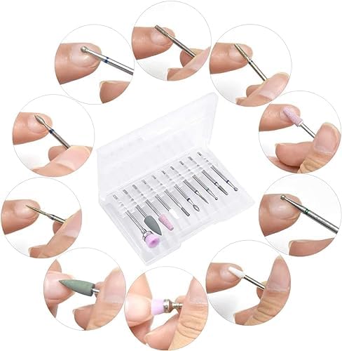 NAILWIND Nail Drill Bits Set Cuticle Tools, 10Pcs Electric Nail Drill Bits Kit 3/32",Nail Drill Machine for Nail Bits, Nail Polishing Clear and Care - Image 9