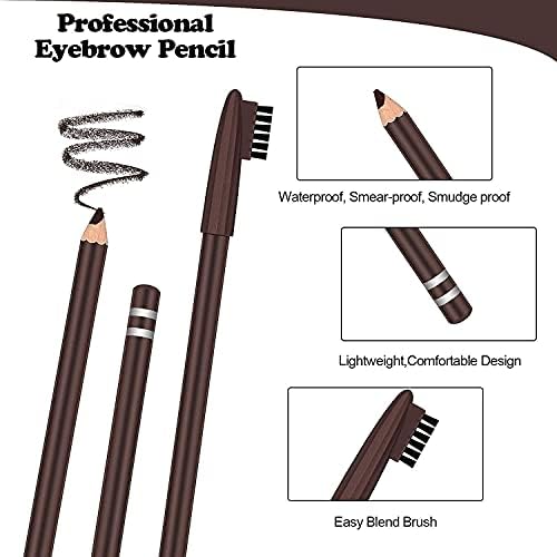 COSLUXE PROFESSIONAL 2pcs Long Lasting WaterProof Eyebrow Pencil with Brush Black & Dark Brown - Image 3