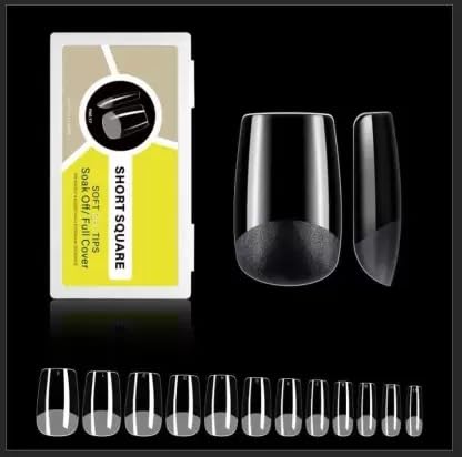 NAILWIND Gel Nail Kit, Soft Gel Nail Tips, False Nails for Gel Nail Art Polish Soak Off Lamp Easy Nail Extensions Acrylic Fake Nails False Press on Nail Tips (17 - SHORT SQUARE, 500 - PCS)