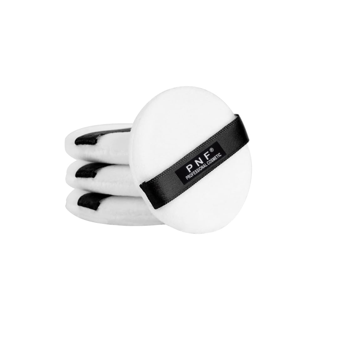 PNF PROFESSIONAL Makeup Powder Puff with Strap | Ultra Soft Washable | Pure Cotton Round Makeup Puff | for Loose Powder Mineral Powder for Woman Girl, Small Size WHITE, 1 PCS - Image 4