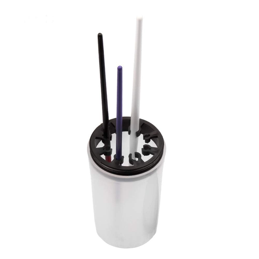 NAILWIND Nail Art Brush Cleaner Cup, Black Plastic, Multiple Size Slots, 8 Brushes, Screw Lid, UV Gel Pen, Acrylic Brushes, Cleaner Pot, 1 Pcs - Image 5