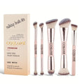 COSLUXE BEILI 5 Pcs Double Ended Makeup Brush Set, Dual-Head Brushes for Foundation, Powder, Blending & Eyeshadow, Soft Synthetic Fiber Travel Makeup Brushes