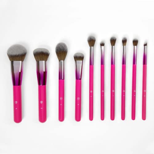 BH STUDIO PRO makeup brush set, Midnight Festival Brush Set 10 Piece Brush Collection with Brush Holder (PINK) - Image 5