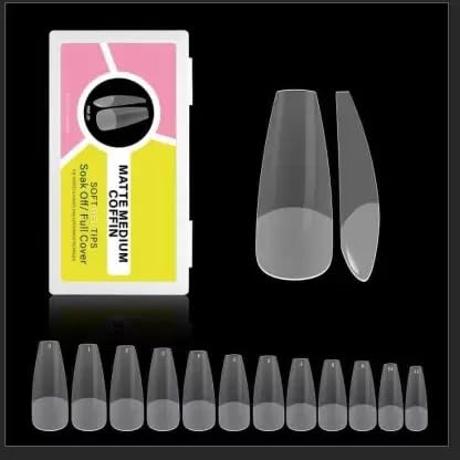 NAILWIND Gel Nail Kit, Soft Gel Nail Tips, False Nails for Gel Nail Art Polish Soak Off Lamp Easy Nail Extensions Acrylic Fake Nails False Press on Nail Tips (29 MATTE M COFFIN, 500 - PCS)