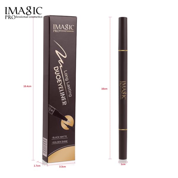 COSLUXE IMAGIC Long Lasting Double-ended Duo Eyeliner (02 - GOLDEN SHINE & BLACK MATTE) - Image 7